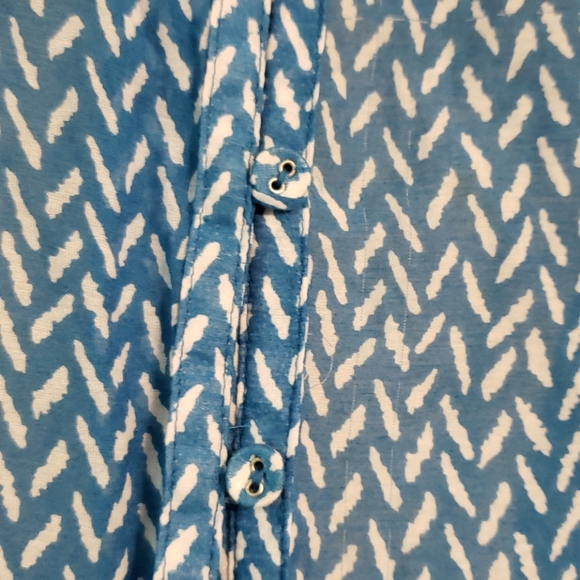 Banana Republic Silk Blouse Blue White Print Womens XS - Picture 5 of 9